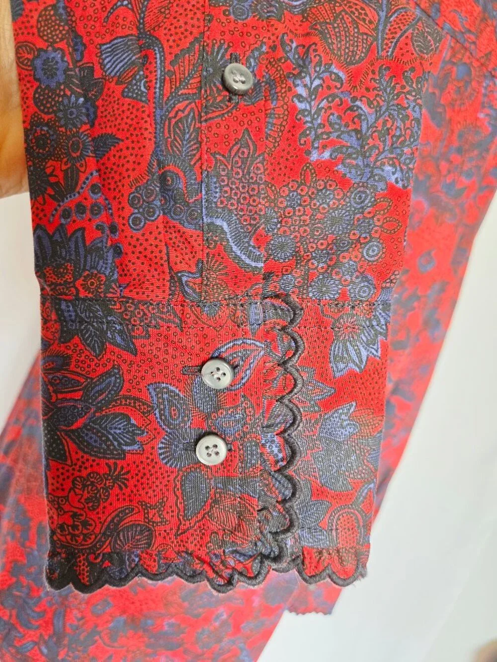 NWoT J.Crew Collection Scallop-Ruffle Perfect Shirt Ratti Poinsettia Paisley
